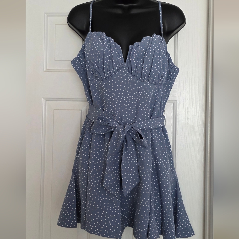 Blue Polka Dot Jumpsuit Size L